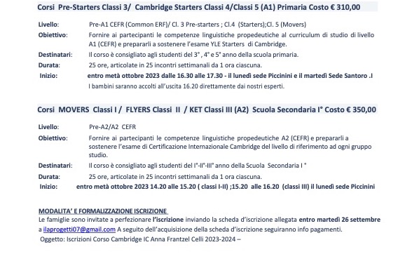 2CIRCOLARE ISCRIZIONI ENGLISH CAMBRIDGE COURSES 2023 24 IC CELLI copia
